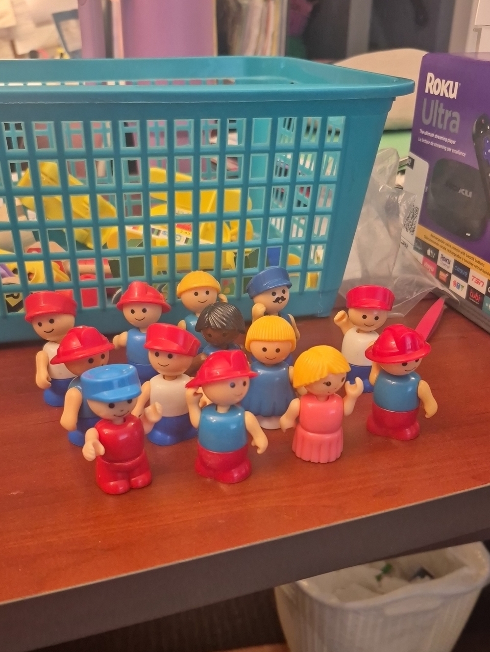 Classic Small Kids Play Figures Set in Blue, Red, Yellow and Pink